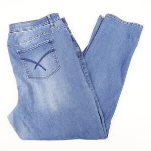 CJ Banks Womens Plus 20W Distressed Stretch Blue Jeans Medium Wash